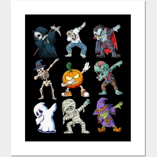 Kids Dab Pumpkin Skeleton Ghost Alien Zombie Halloween Posters and Art